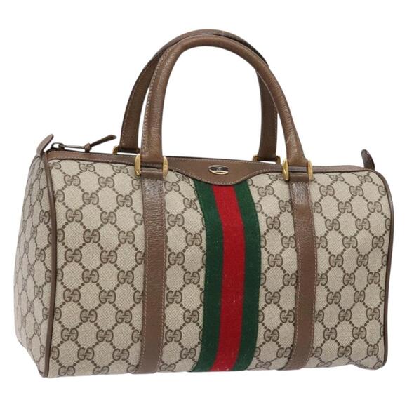 GUCCI GG Supreme Web Sherry Line Hand Bag Pvc Beige Gold 39 02 007 - Picture 1 of 16